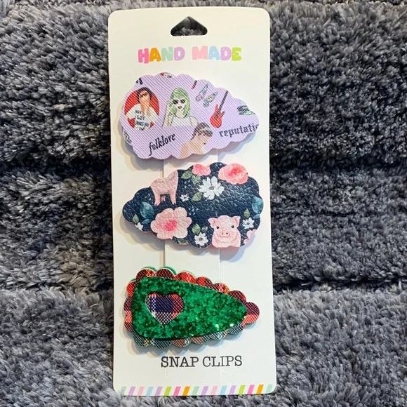 Handmade Hair Snap Clips Set - Multicolor - Picture 1 of 7